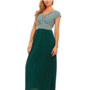 Green & White Stripe Maxi Dress